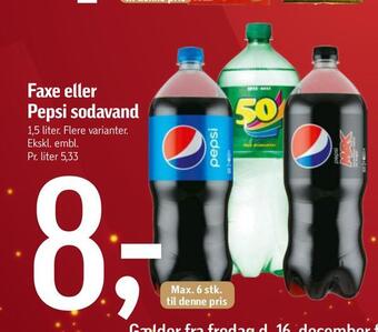Føtex Faxe eller pepsi sodavand tilbud