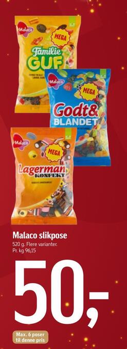 Føtex Malaco slikpose tilbud