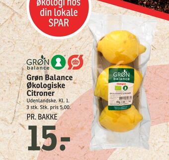 SPAR Grøn balance økologiske citroner tilbud