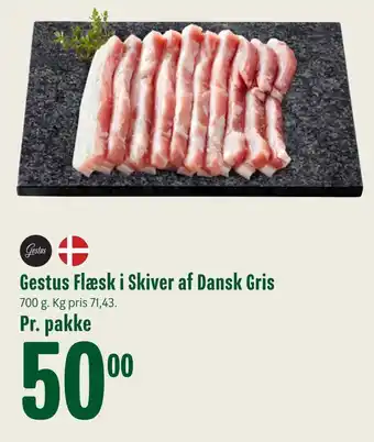 Gestus flæsk i skiver af dansk gris