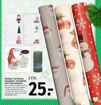 SPAR Bloklys, servietter, gavepapir, gavebånd eller gavemærker tilbud