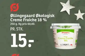 SPAR Øllingegaard økologisk creme fraiche 18 % tilbud