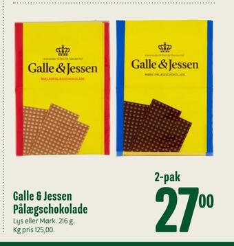 Min Købmand Galle & jessen pålægschokolade tilbud