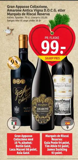 SPAR Gran appasso collezione, amarone antica vigna d.o.c.g. eller marqués de riscal reserva tilbud