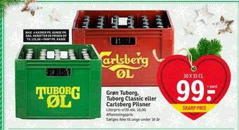 SPAR Grøn tuborg, tuborg classic eller carlsberg pilsner tilbud
