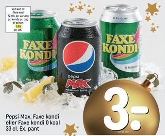 REMA 1000 Pepsi max, faxe kondi eller faxe kondi 0 kcal tilbud