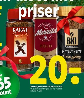 Coop 365 Merrild, karat eller bki extra instant tilbud