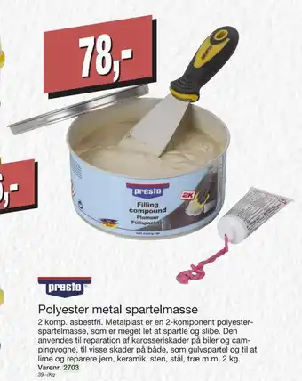 Polyester metal spartelmasse