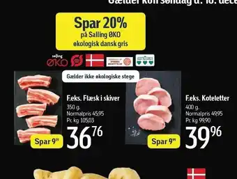 Flæsk i skiver eller koteletter