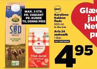 Netto Karolines køkken fløde el. arla 24 sødmælk tilbud