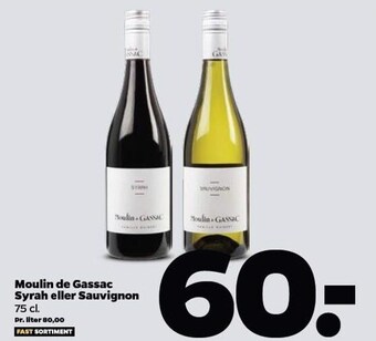 Netto Moulin de gassac syrah el. sauvignon tilbud