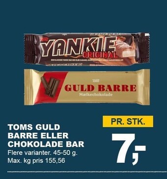 Let-Køb Toms guld barre eller chokoladebar tilbud