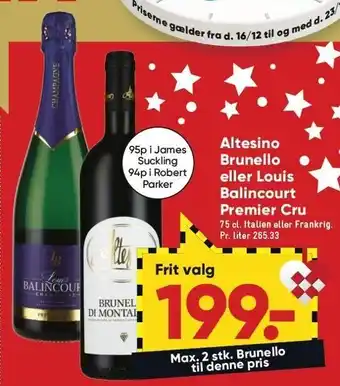 Bilka Altesino brunello el. louis balincourt premier cru tilbud