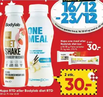Bilka Nupo rtd el. one meal el. bodylab diet rtd el. bar tilbud