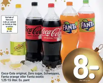 REMA 1000 Coca-cola orginal, zero sugar, schweppes, fanta orange el. fanta exotic tilbud