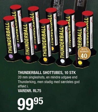 Land & Fritid Thunderball shottubes, 10 stk. tilbud