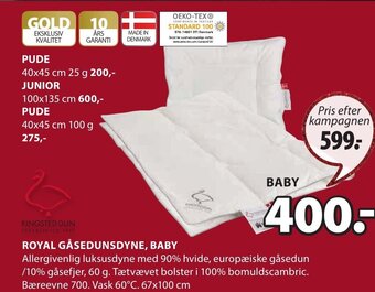 JYSK Royal Gåsedunsdyne, Baby tilbud