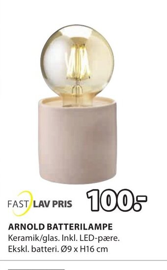 JYSK Arnold Batterilampe tilbud