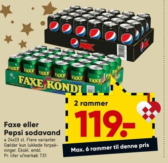 Bilka Faxe eller Pepsi Sodavand tilbud