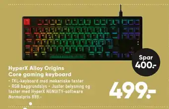 Bilka HyperX Alloy Origins Core Gaming Keyboard tilbud