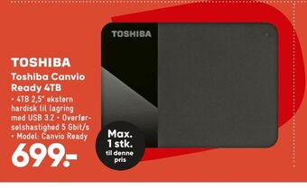 Bilka Toshiba Canvio Ready 4TB tilbud
