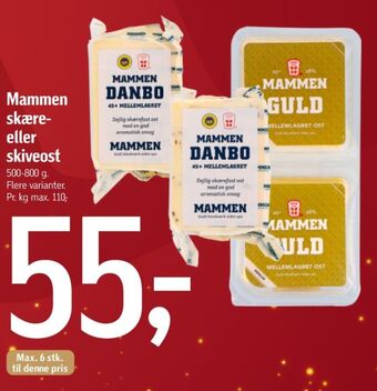 Føtex Mammen skæreost danbo mellemlagret 45+ tilbud