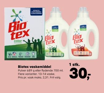 Kvickly Biotex vaskemiddel-flydende tilbud