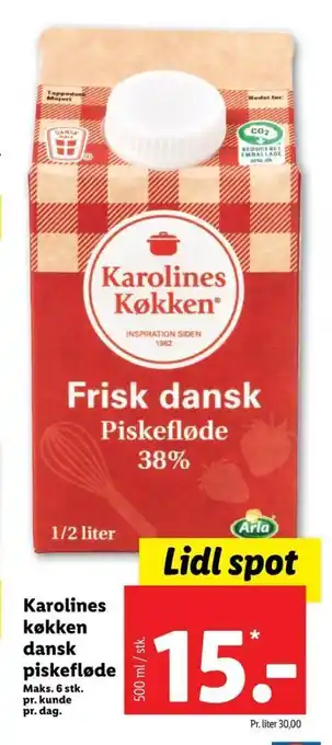 Lidl Karolines piskefløde 38% tilbud