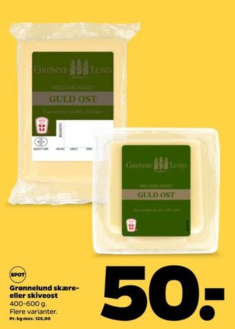 Netto Grønnelund skæreost guld mellemlagret tilbud