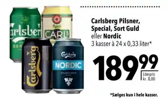 Citti Carlsberg pilsner, special, sort guld eller nordic tilbud