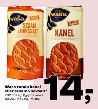 Coop 365 Wasa runda kanel eller sesam&havsalt tilbud