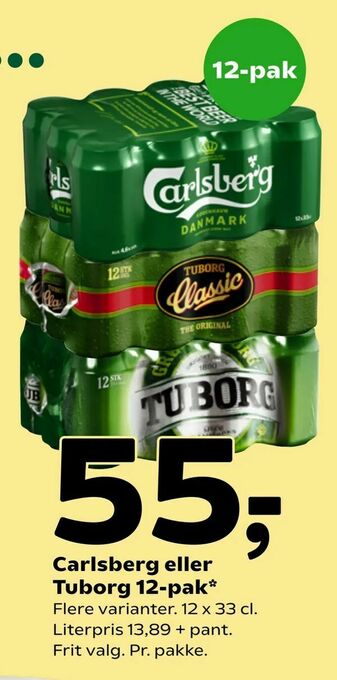 Coop 365 Carlsberg eller Tuborg 12-pak tilbud