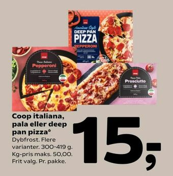 Coop 365 Coop italiana, pala eller deep pan pizza tilbud