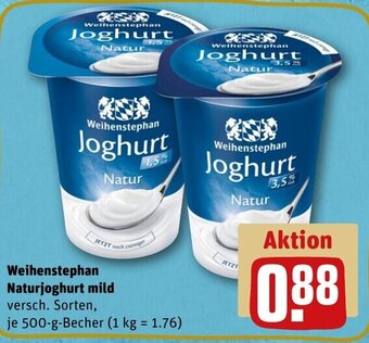 REWE DE Weihenstephan Naturjoghurt Mild tilbud