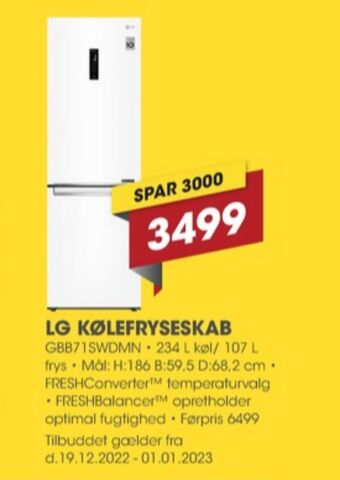 Punkt1 Lg køle/fryseskab tilbud