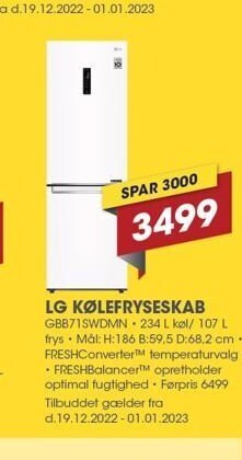 Punkt1 Lg kølefryseskab tilbud