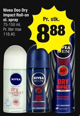 Calle Nivea Deo Dry Impact Roll-on el. spray tilbud