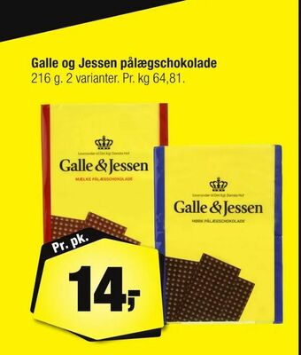 Calle Galle og Jessen pålægschokolade tilbud