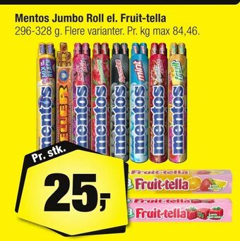 Calle Mentos Jumbo Roll el. Fruit-tella tilbud