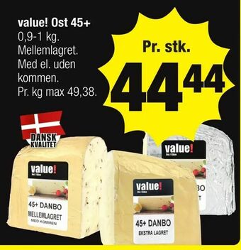 Calle value! Ost 45+ tilbud