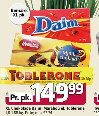 Fleggaard XL Chokolade Daim. Marabou el. Toblerone tilbud