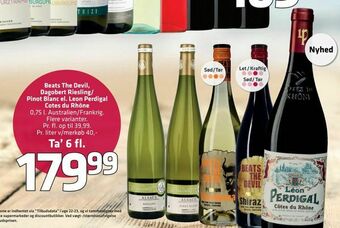 Fleggaard Beats The Devil, Dagobert Riesling/ Pinot Blanc el. Leon Perdigal Cotes du Rhône tilbud