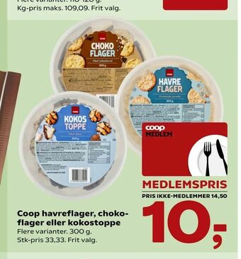 Coop havreflager, chokoflager eller kokostoppe