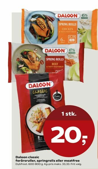 Kvickly Daloon classic forårsruller, springrolls eller meatfree tilbud