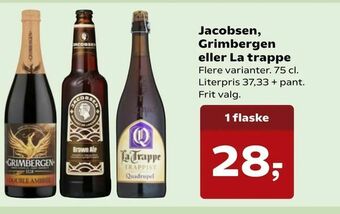 Kvickly Jacobsen, Grimbergen eller La trappe tilbud