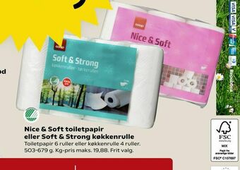 Kvickly Nice & Soft toiletpapir eller Soft & Strong køkkenrulle tilbud