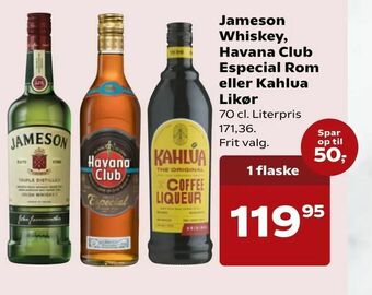 Kvickly Jameson Whiskey, Havana Club Especial Rom eller Kahlua Likør tilbud