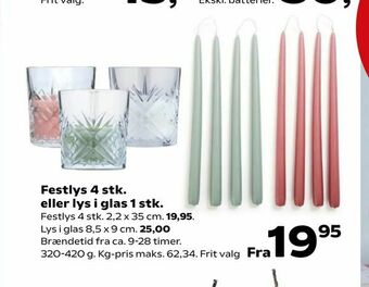 Kvickly Festlys 4 stk. eller lys i glas 1 stk tilbud