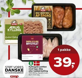 SuperBrugsen Kyllingebrystfilet med lage, bbq eller hakket kylling tilbud