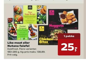 SuperBrugsen Like meat eller Nutana falafel tilbud